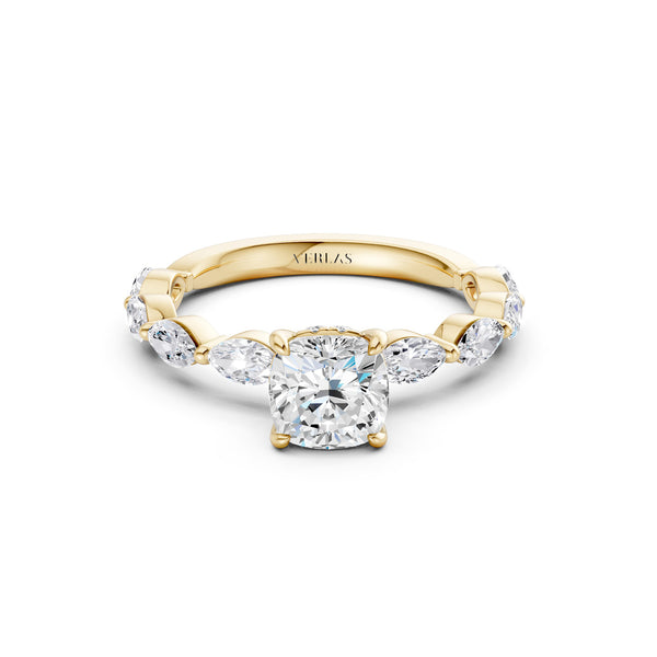Cushion-Marquise  Hidden Halo Diamond Ring