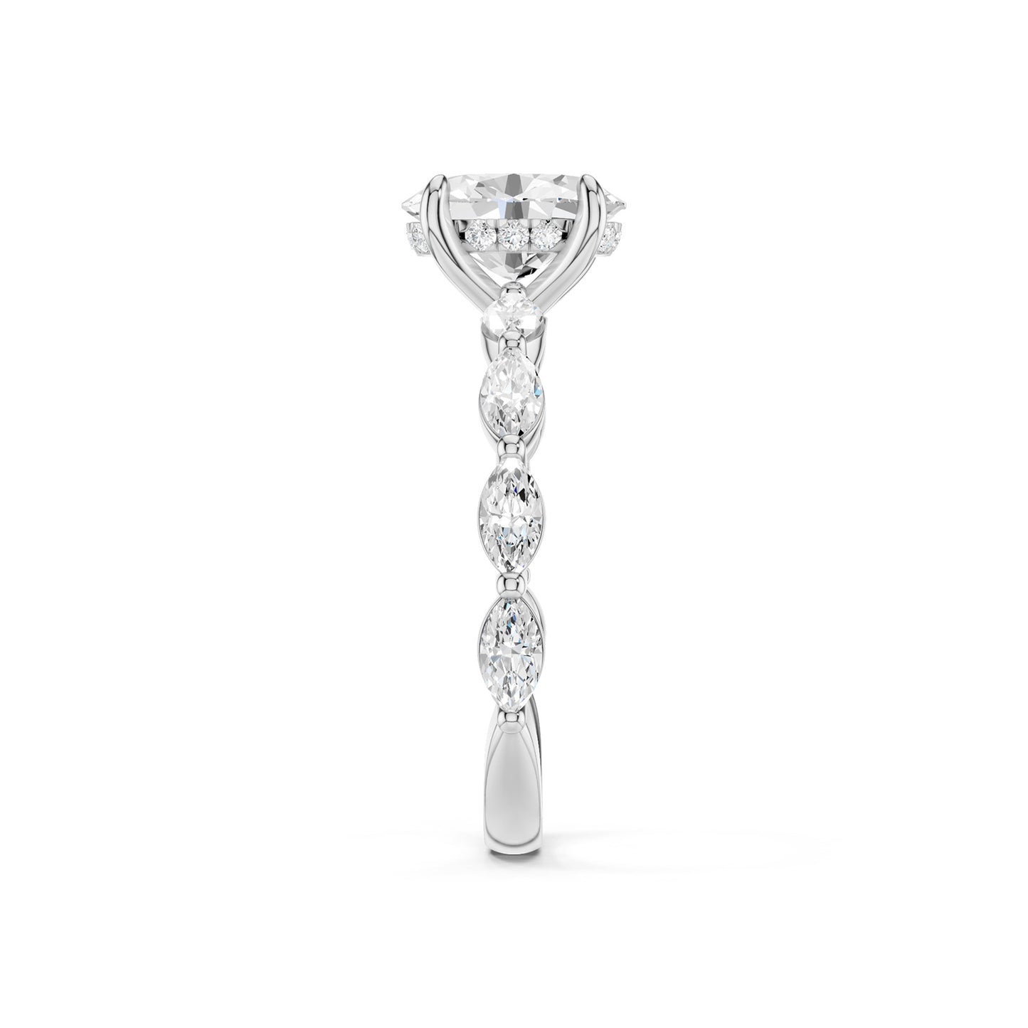 Oval-Marquise  Hidden Halo Diamond Ring