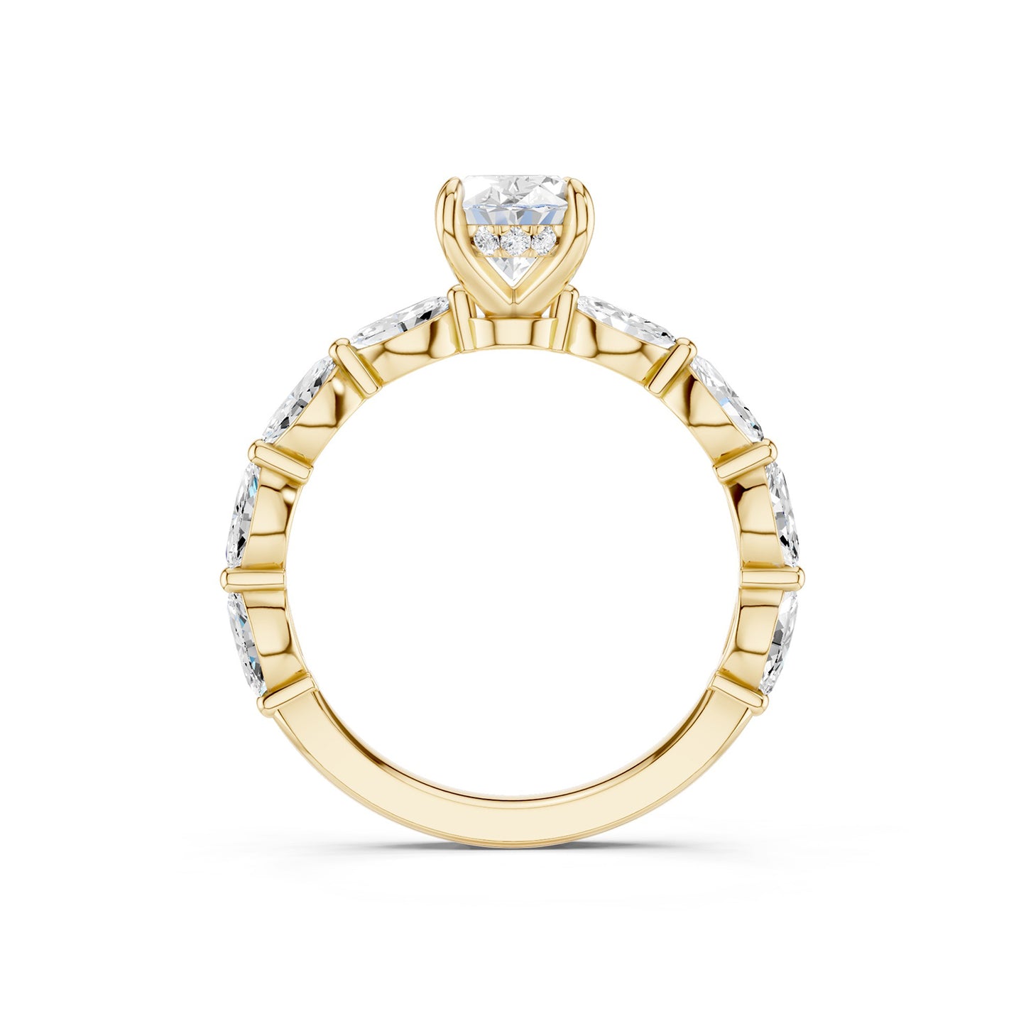 Oval-Marquise  Hidden Halo Diamond Ring