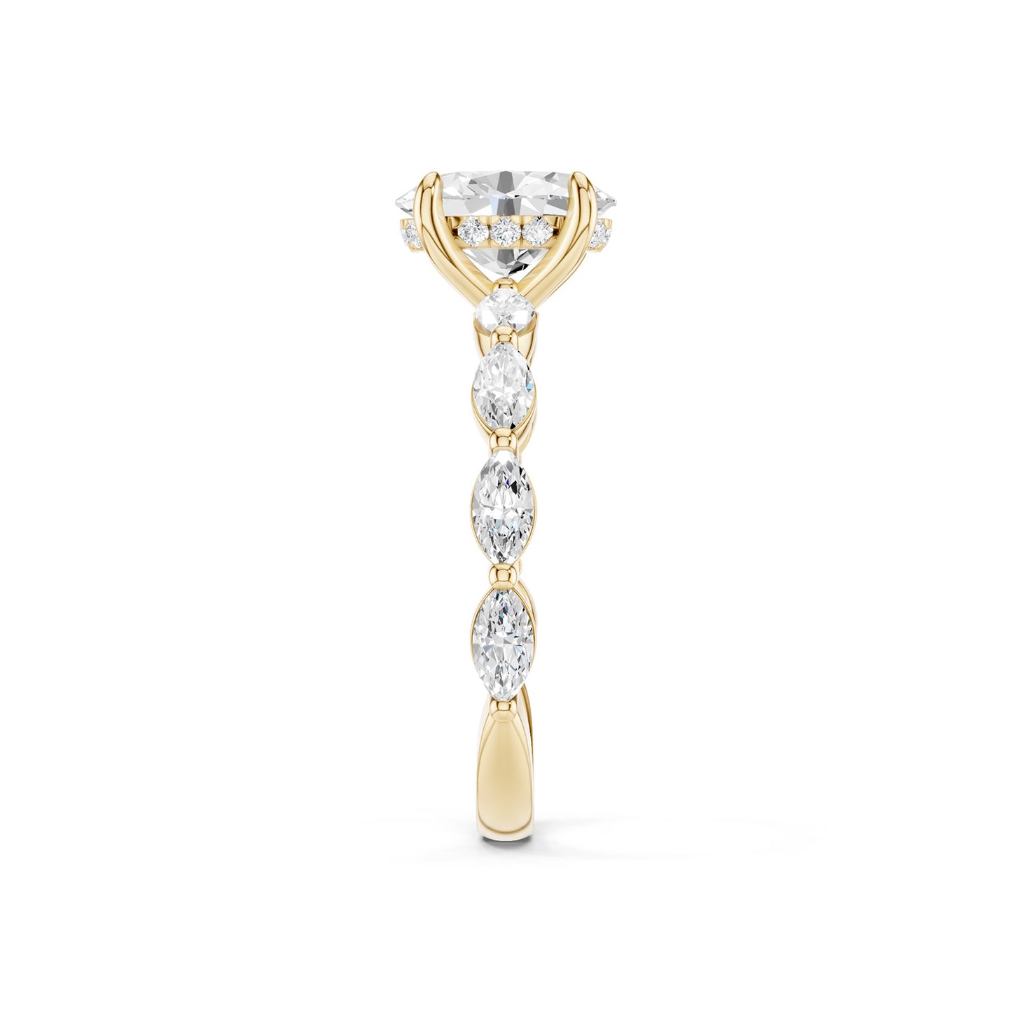 Oval-Marquise  Hidden Halo Diamond Ring