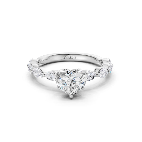 Heart-Marquise  Hidden Halo Diamond Ring
