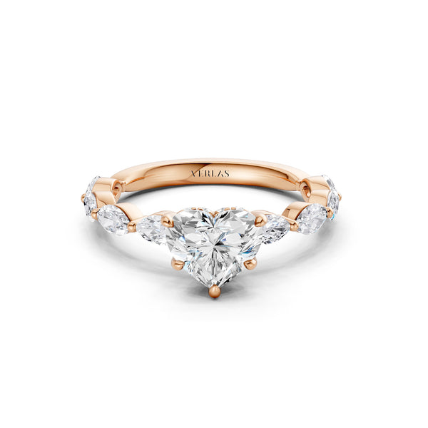 Heart-Marquise  Hidden Halo Diamond Ring
