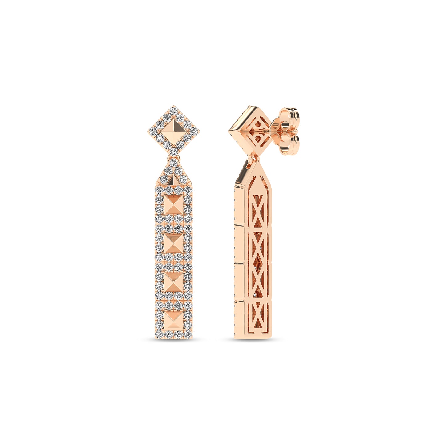 Cascading Pyramid Geometric Drop Earrings