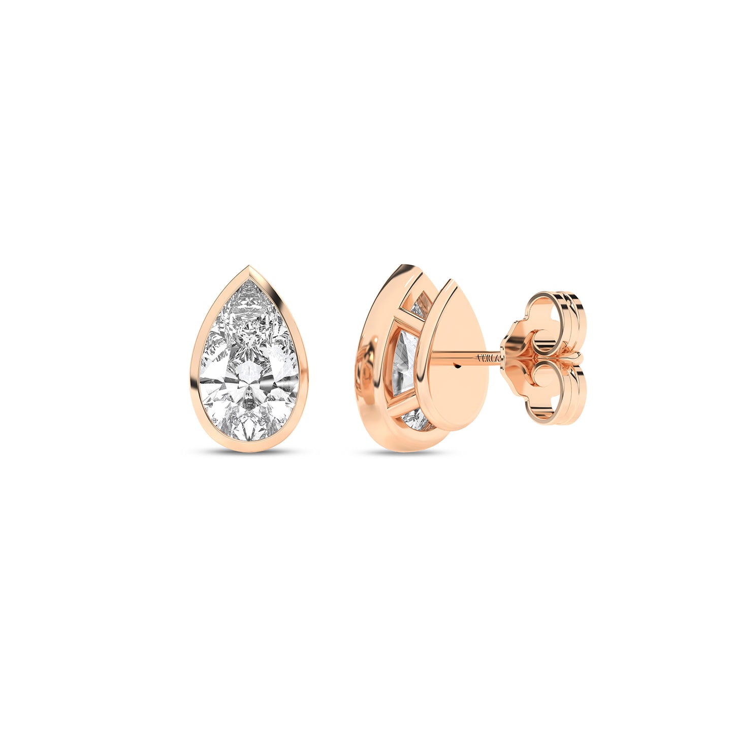 Bezel-Set Pear Studs