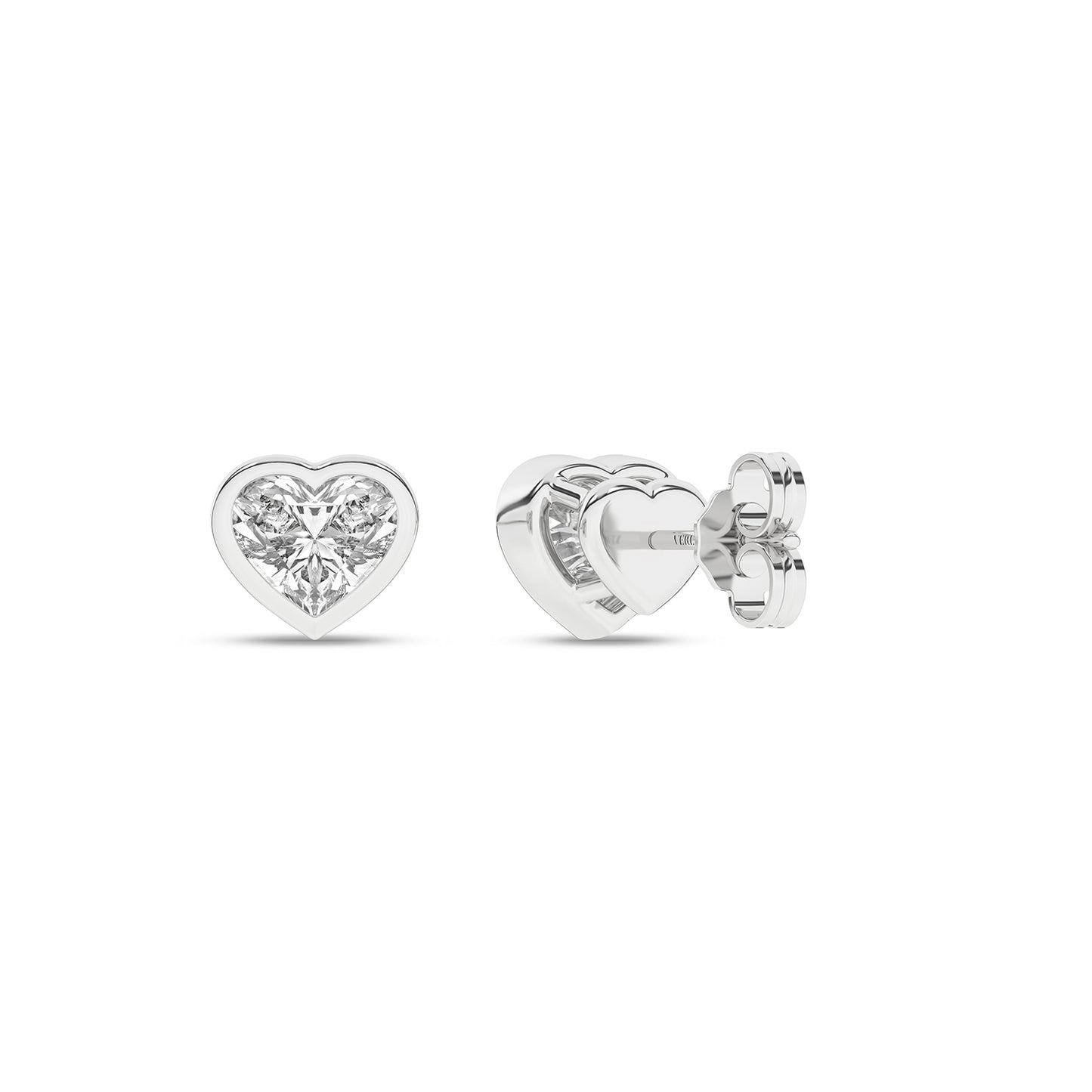 Bezel-Set Heart Studs