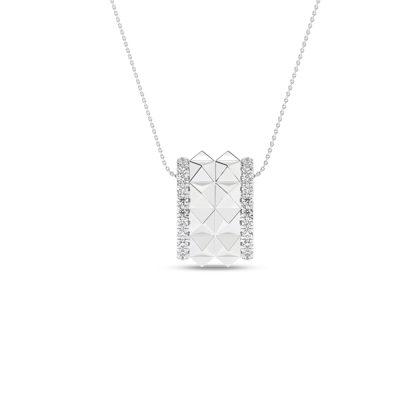 Two-Tier Pyramid Spiked Pendant Necklace