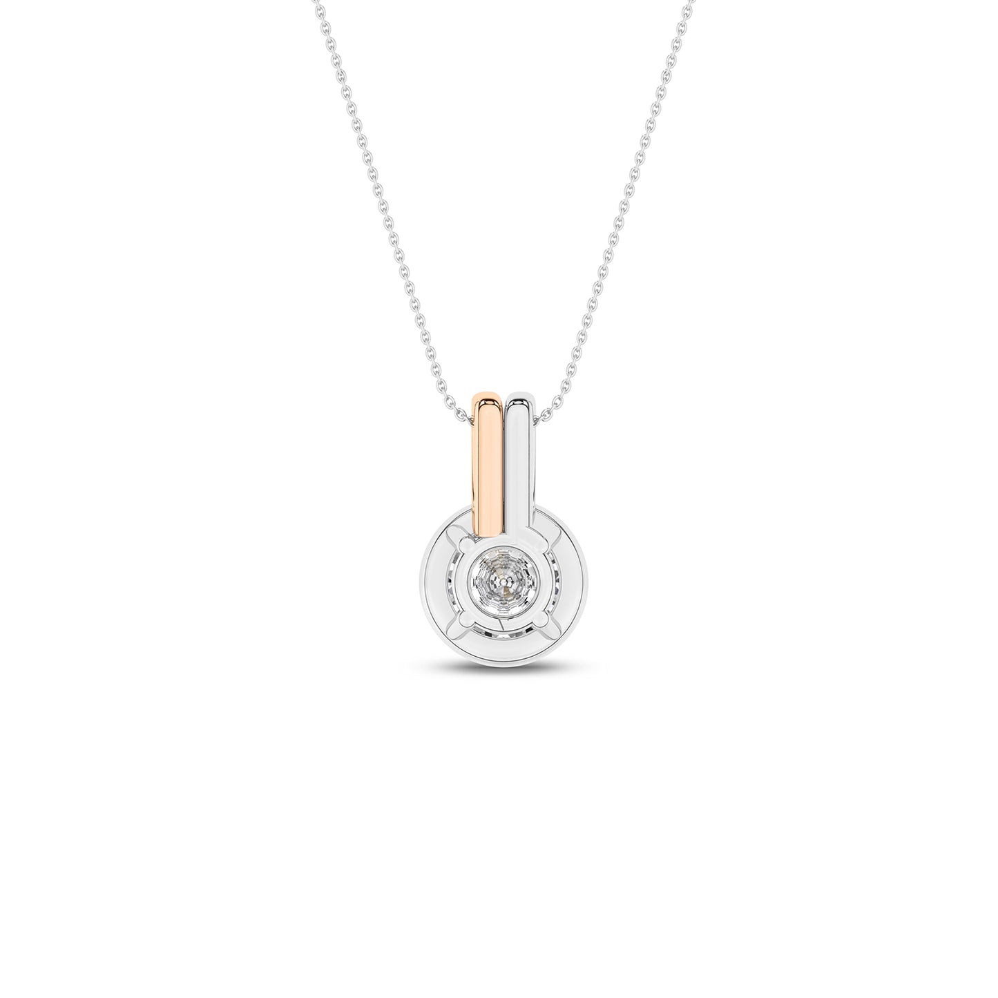 Coupled Round Solitaire Bezel Necklace