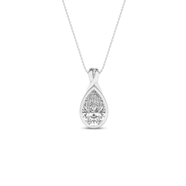 Twisted Pear Bezel Pendant Necklace