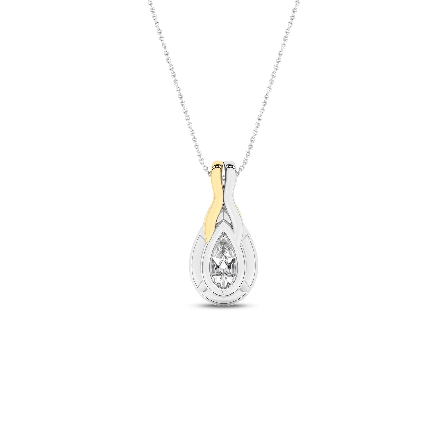 Twisted Pear Bezel Pendant Necklace