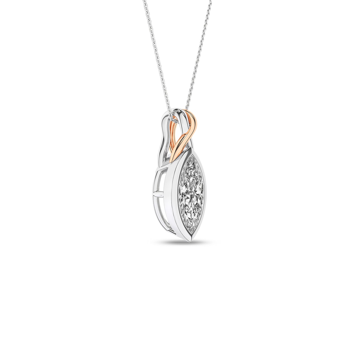 Twisted Marquise Bezel Pendant Necklace