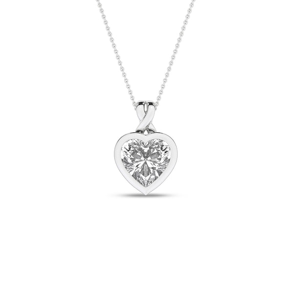 Twisted Heart Bezel Pendant Necklace