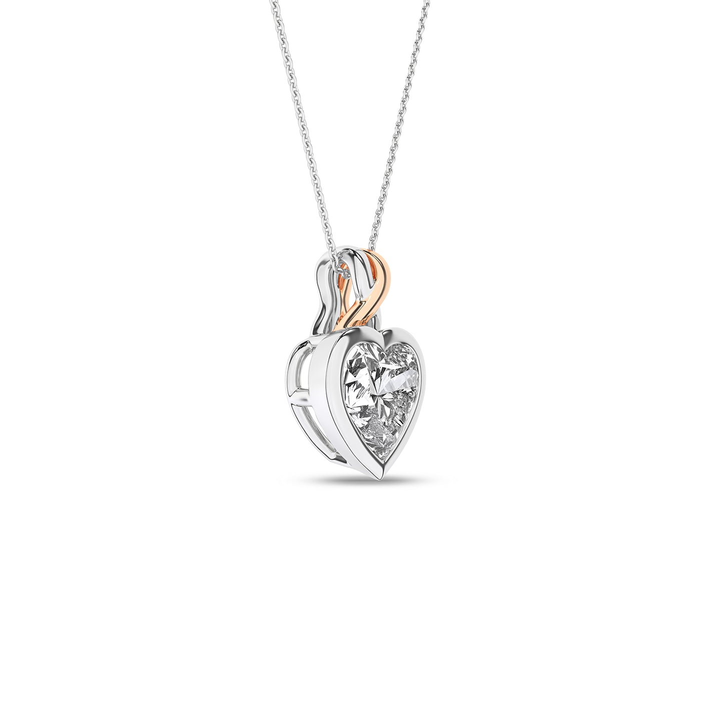 Twisted Heart Bezel Pendant Necklace