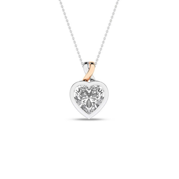 Twisted Heart Bezel Pendant Necklace