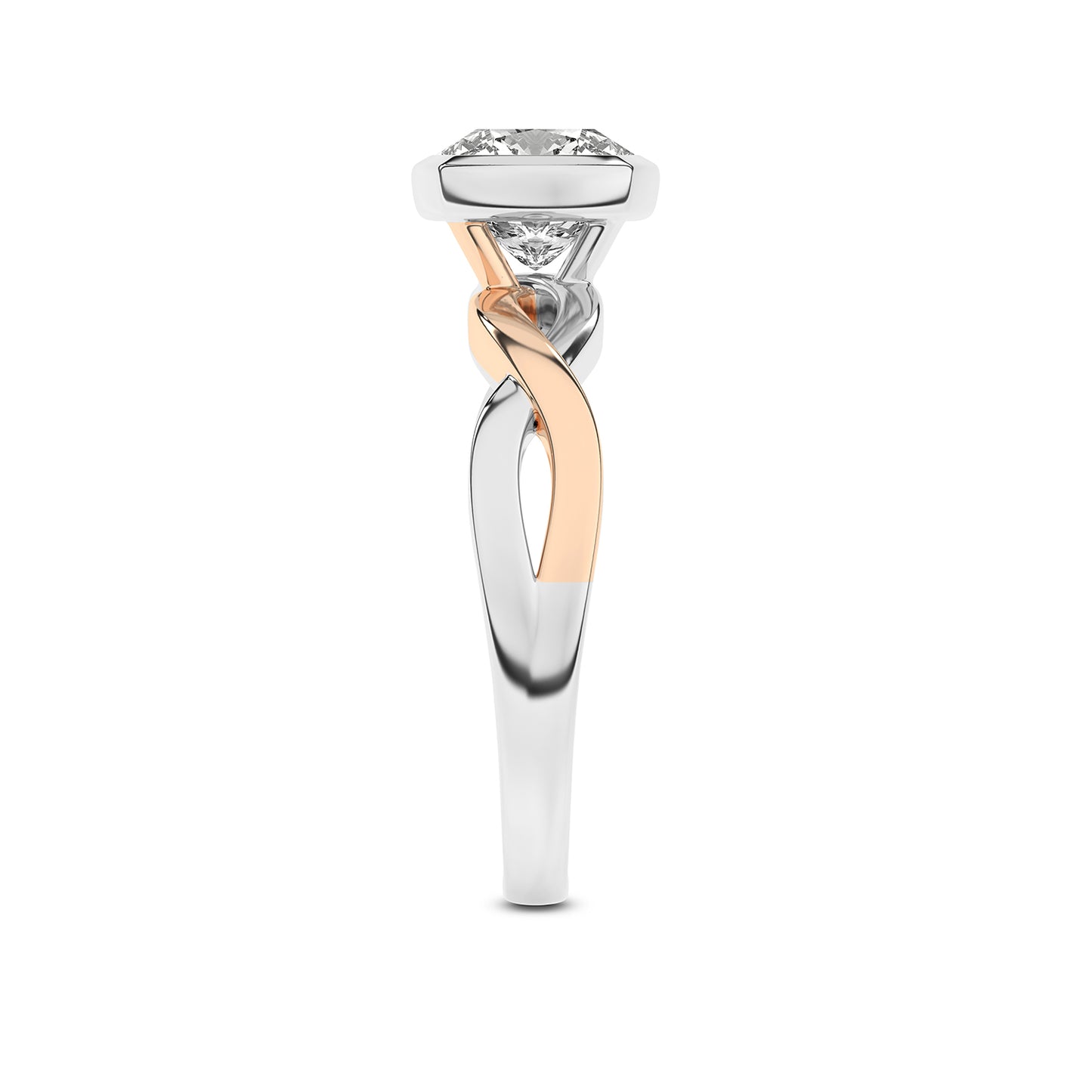 Twisted Bezel Cushion Diamond Ring