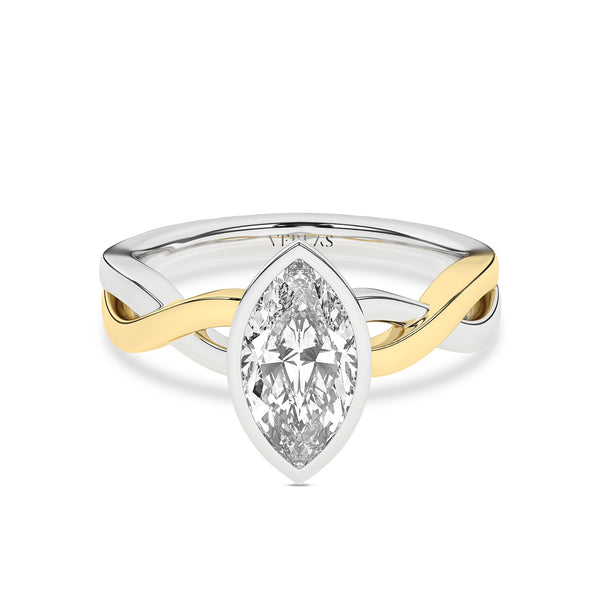 Twisted Bezel Marquise Diamond Ring