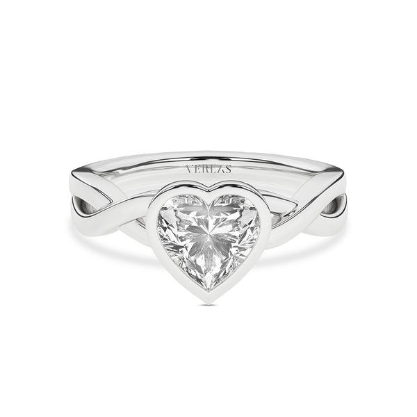 Twisted Bezel Heart Diamond Ring