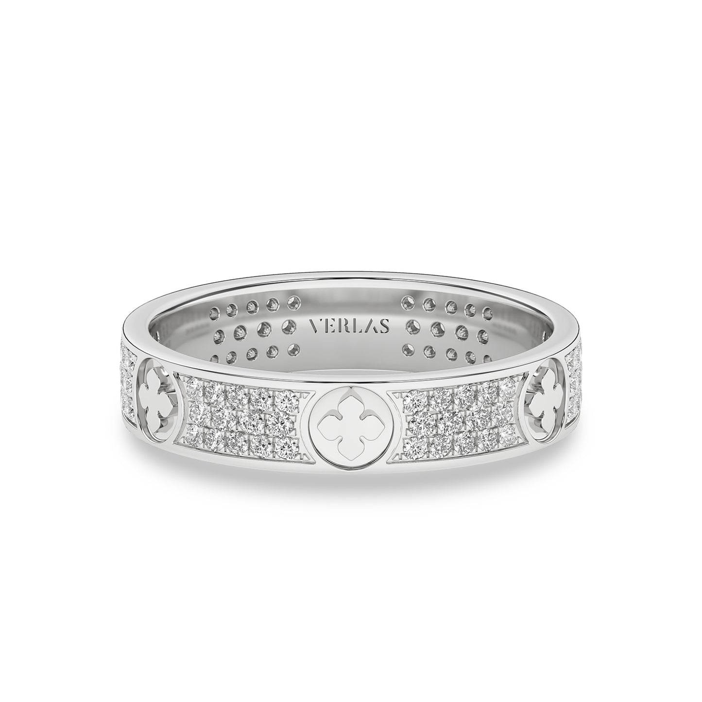 La Fleur 4mm 4-Diamond Rows Round Band