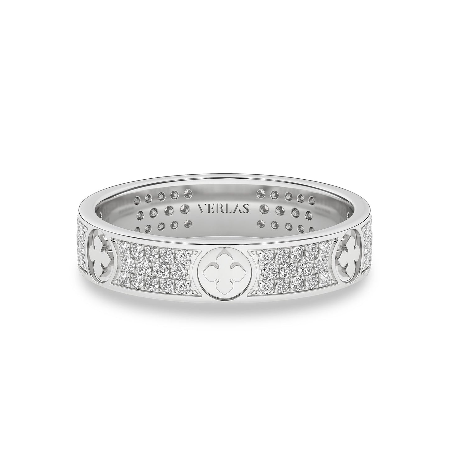 La Fleur 4mm 4-Diamond Rows Round Band