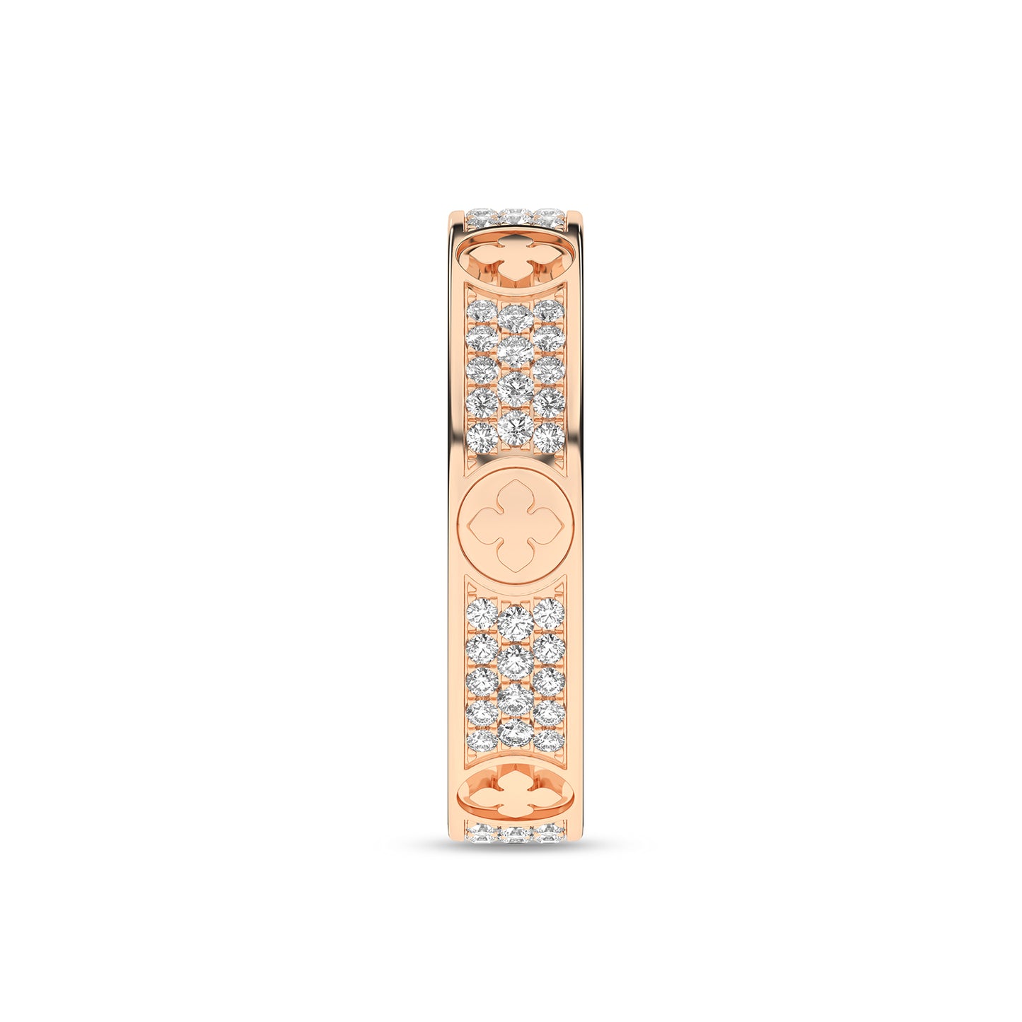 La Fleur 4mm 4-Diamond Rows Round Band