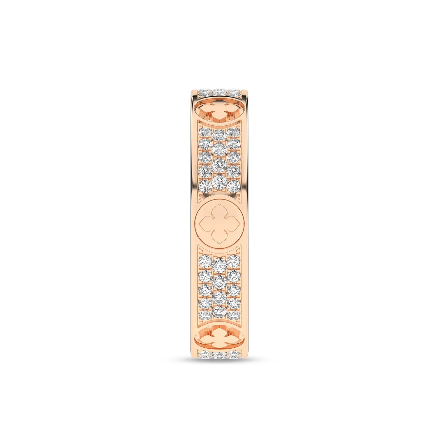 La Fleur 4mm 4-Diamond Rows Round Band