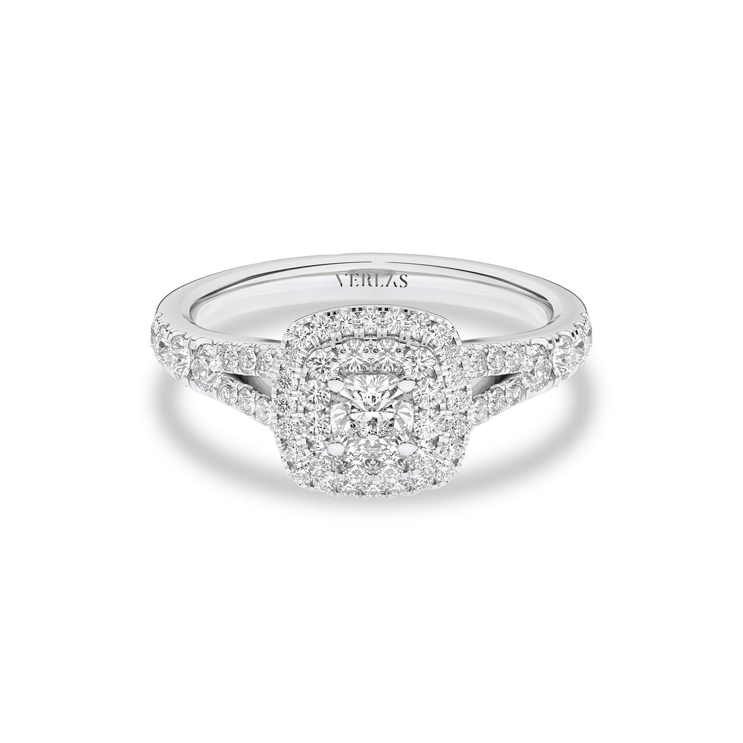 Round-Center Princess Double Halo Ring