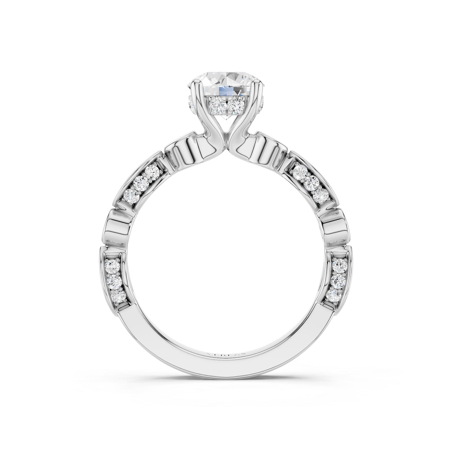 Round Hidden Halo Accent Diamond Ring