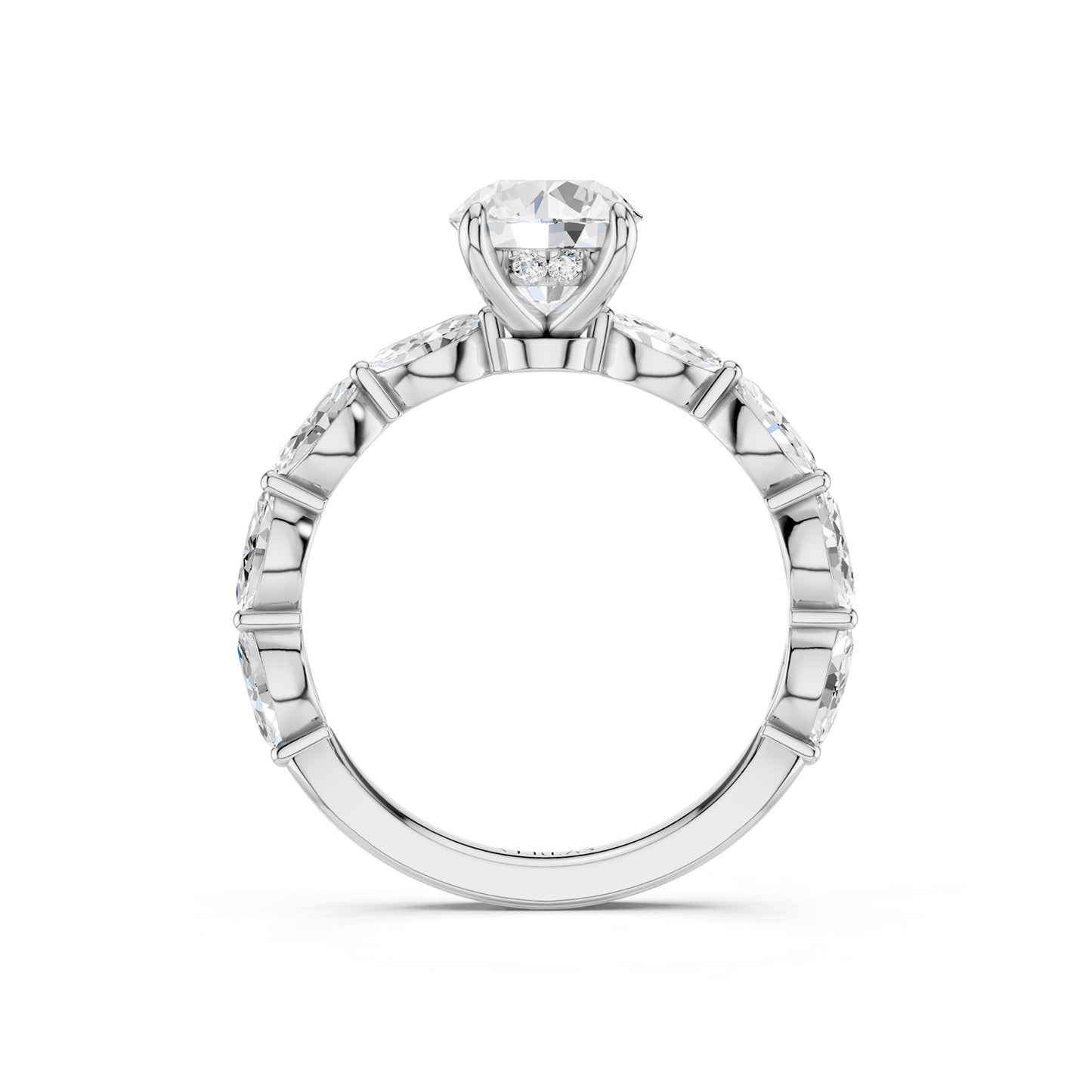 Round-Marquise Hidden Halo Diamond Ring