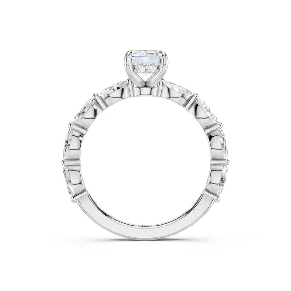 Emerald-Marquise Hidden Halo Diamond Ring