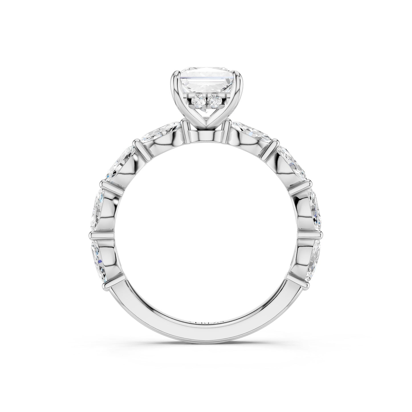 Princess-Marquise  Hidden Halo Diamond Ring