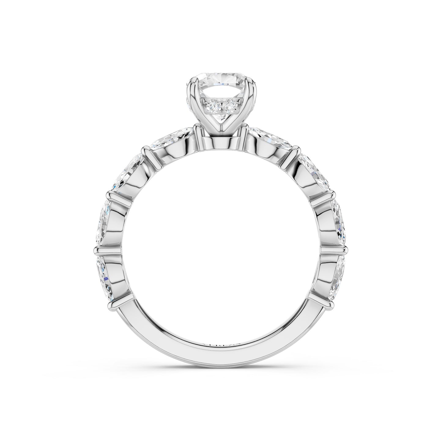 Cushion-Marquise  Hidden Halo Diamond Ring