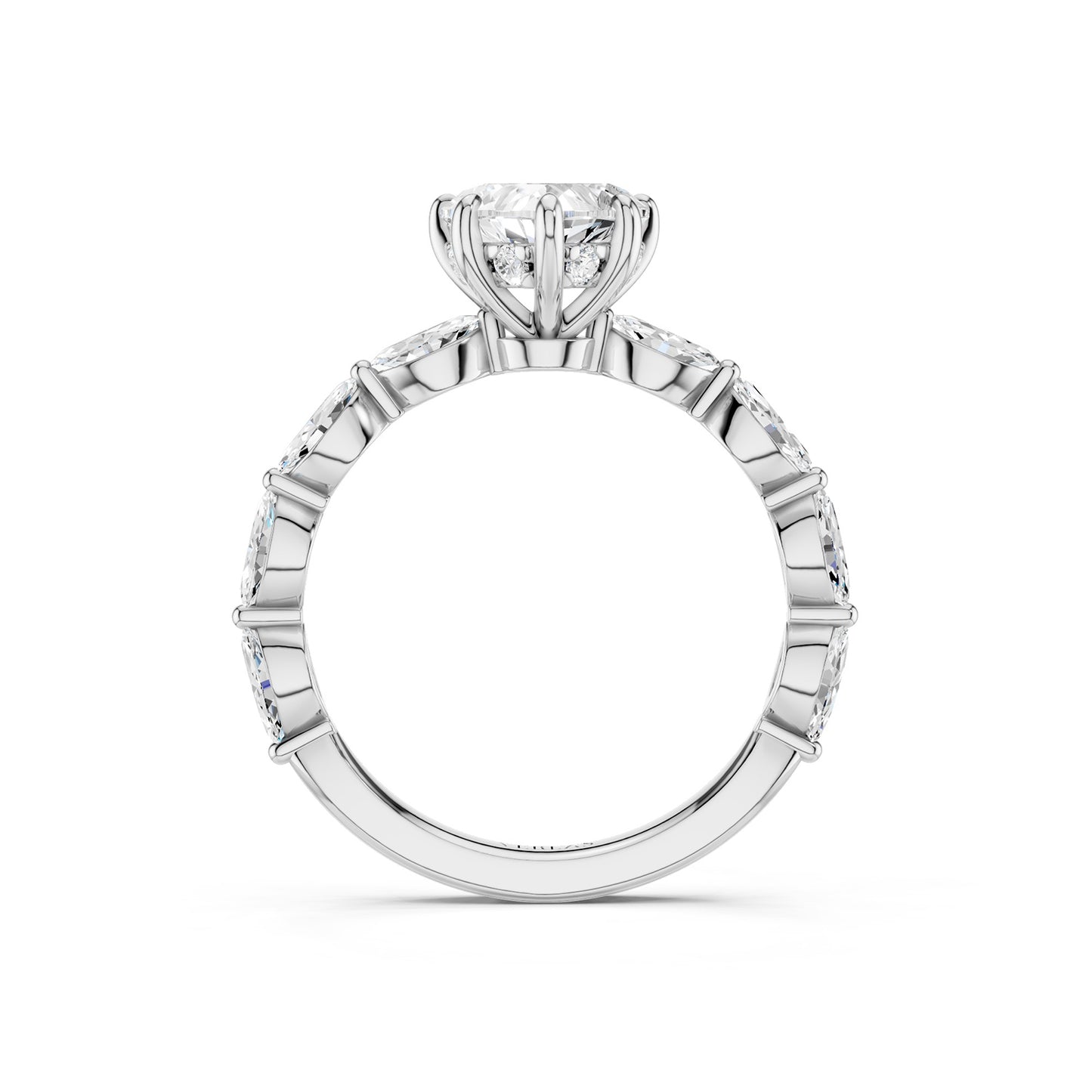 Heart-Marquise  Hidden Halo Diamond Ring