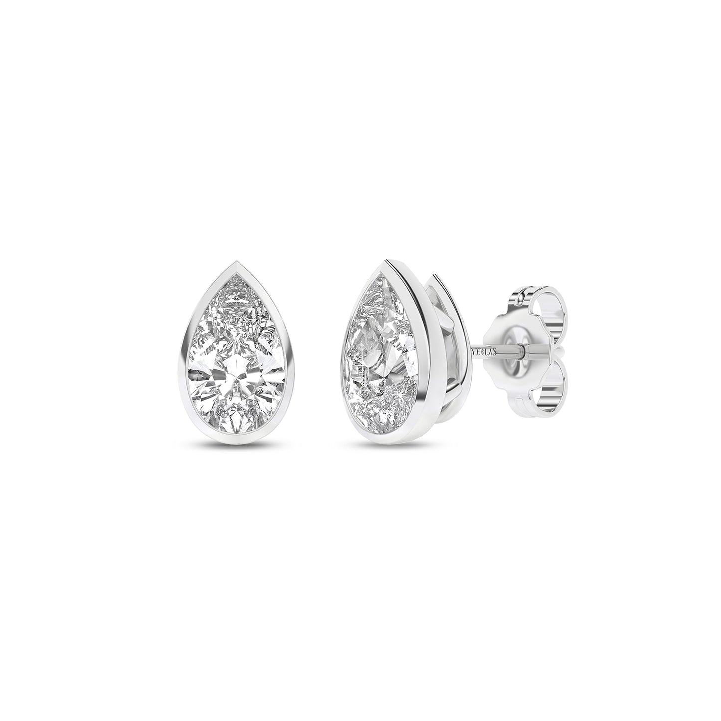 Bezel-Set Pear Studs