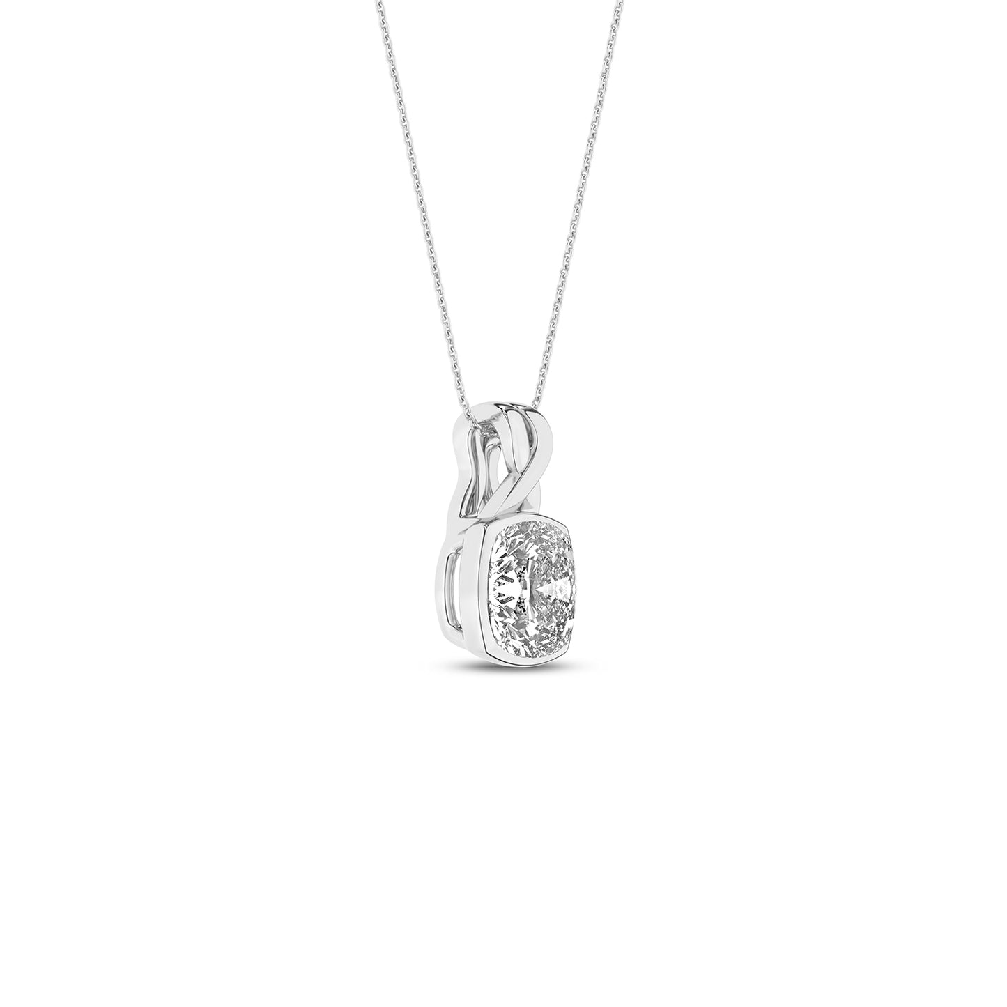 Twisted Cushion Bezel Pendant Necklace