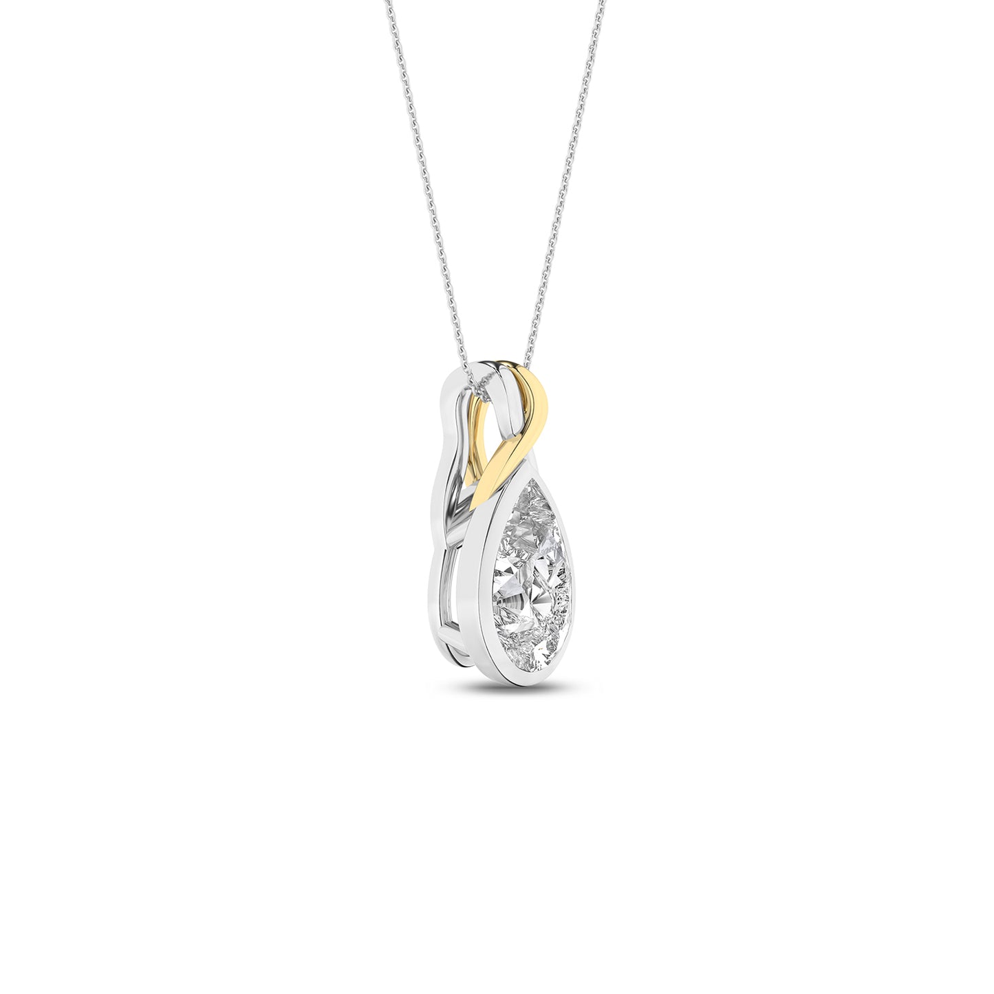 Twisted Pear Bezel Pendant Necklace