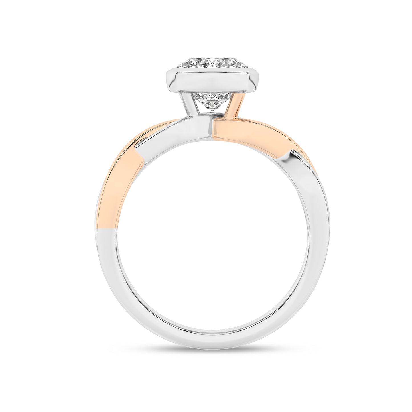 Twisted Bezel Cushion Diamond Ring