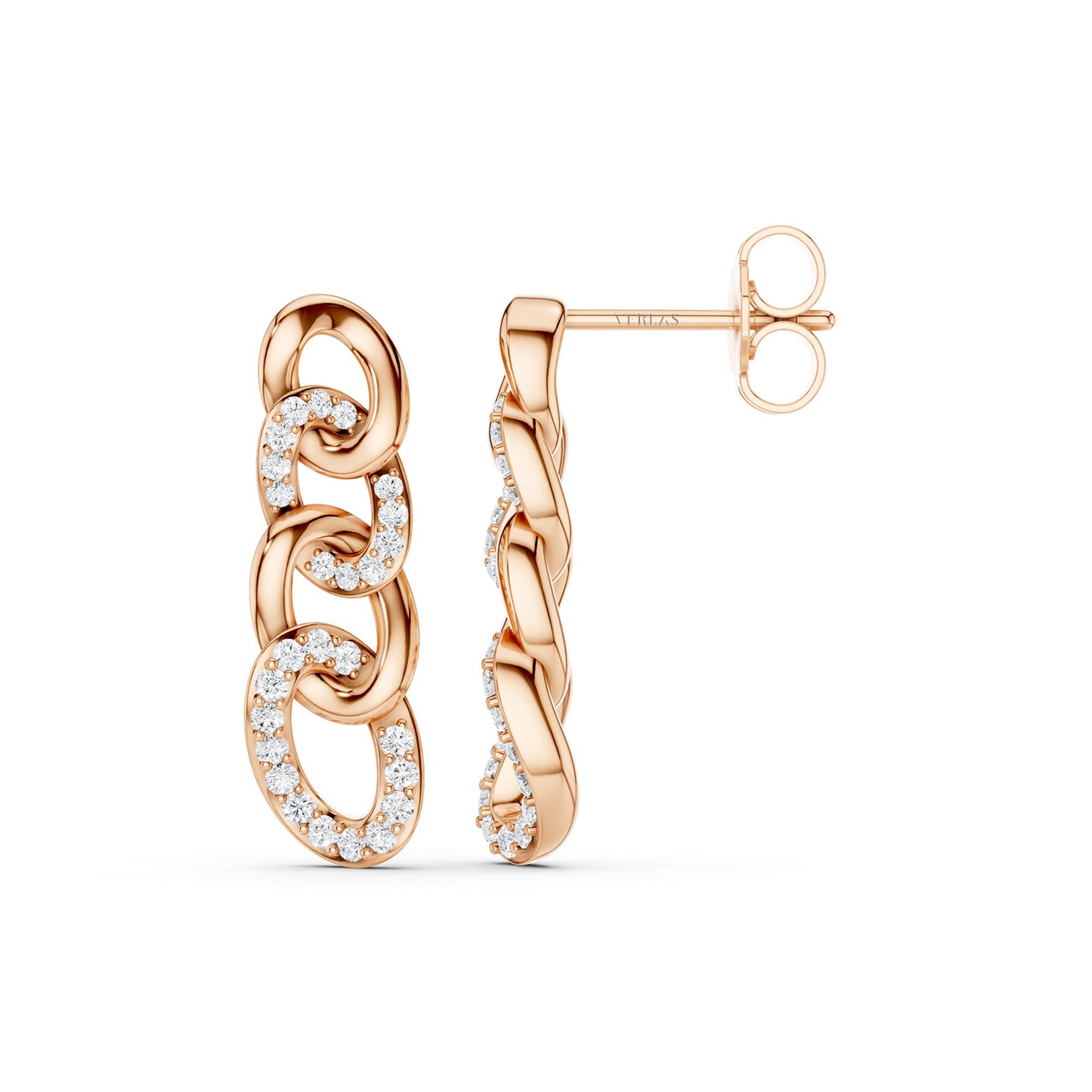 Alternating Diamond Cuban Link Drop Earrings