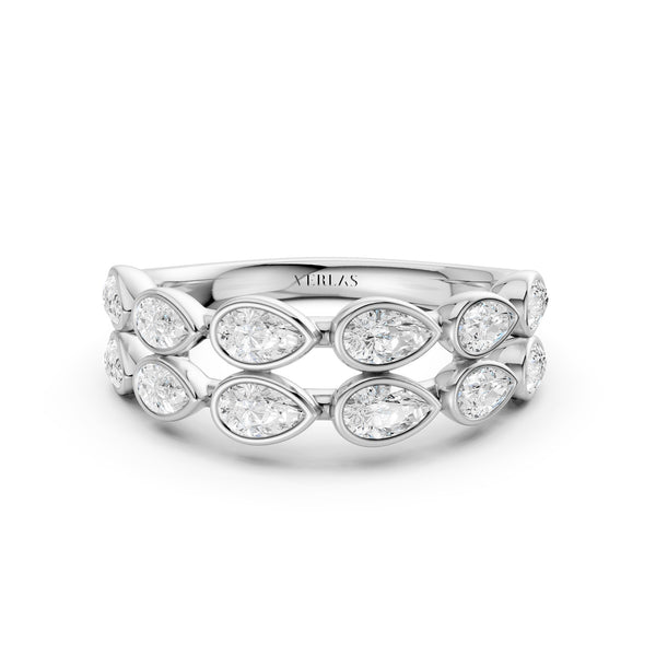 Two-Tier Pear Bezel-Set Diamond Band