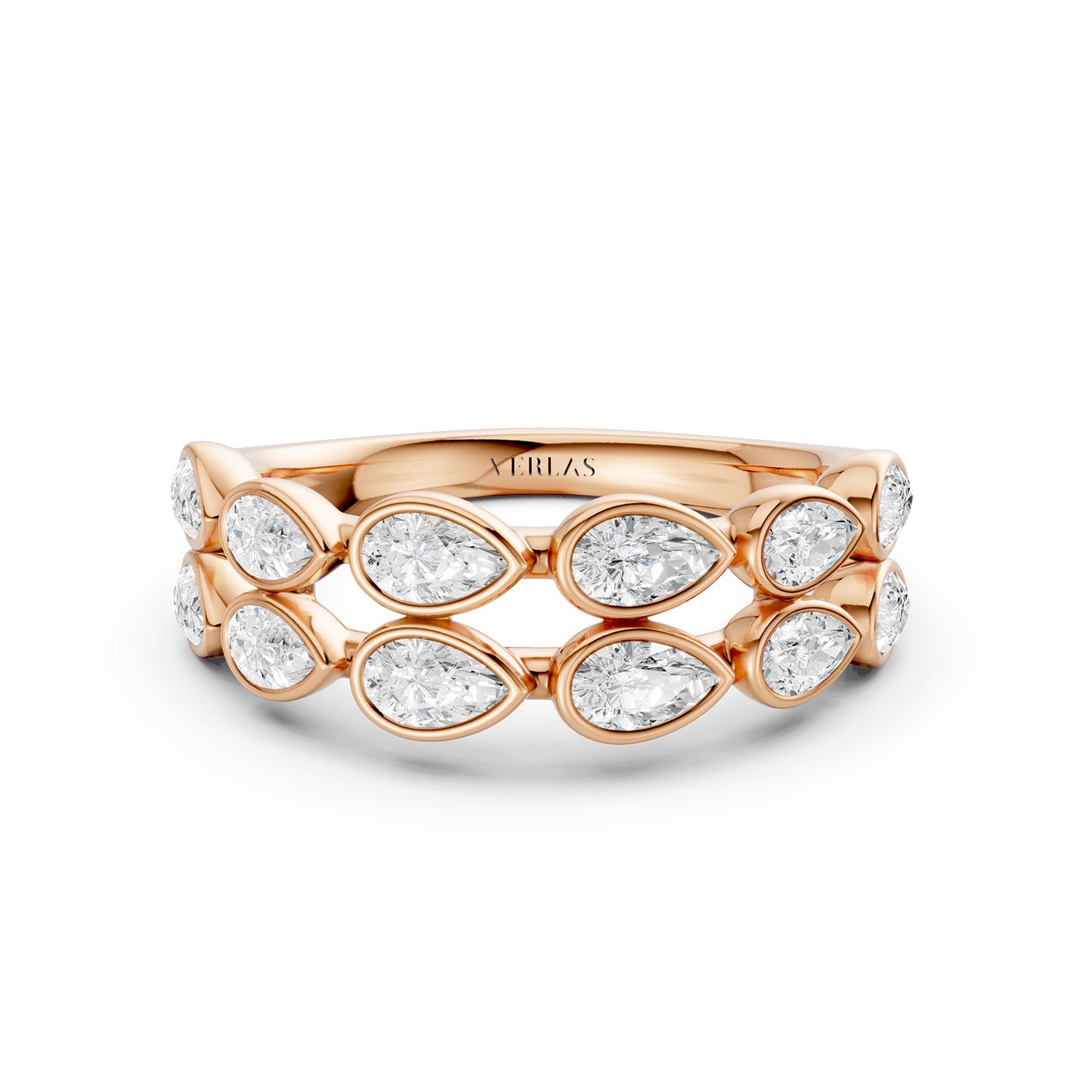 Two-Tier Pear Bezel-Set Diamond Band