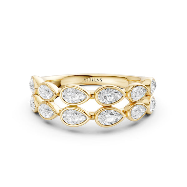 Two-Tier Pear Bezel-Set Diamond Band