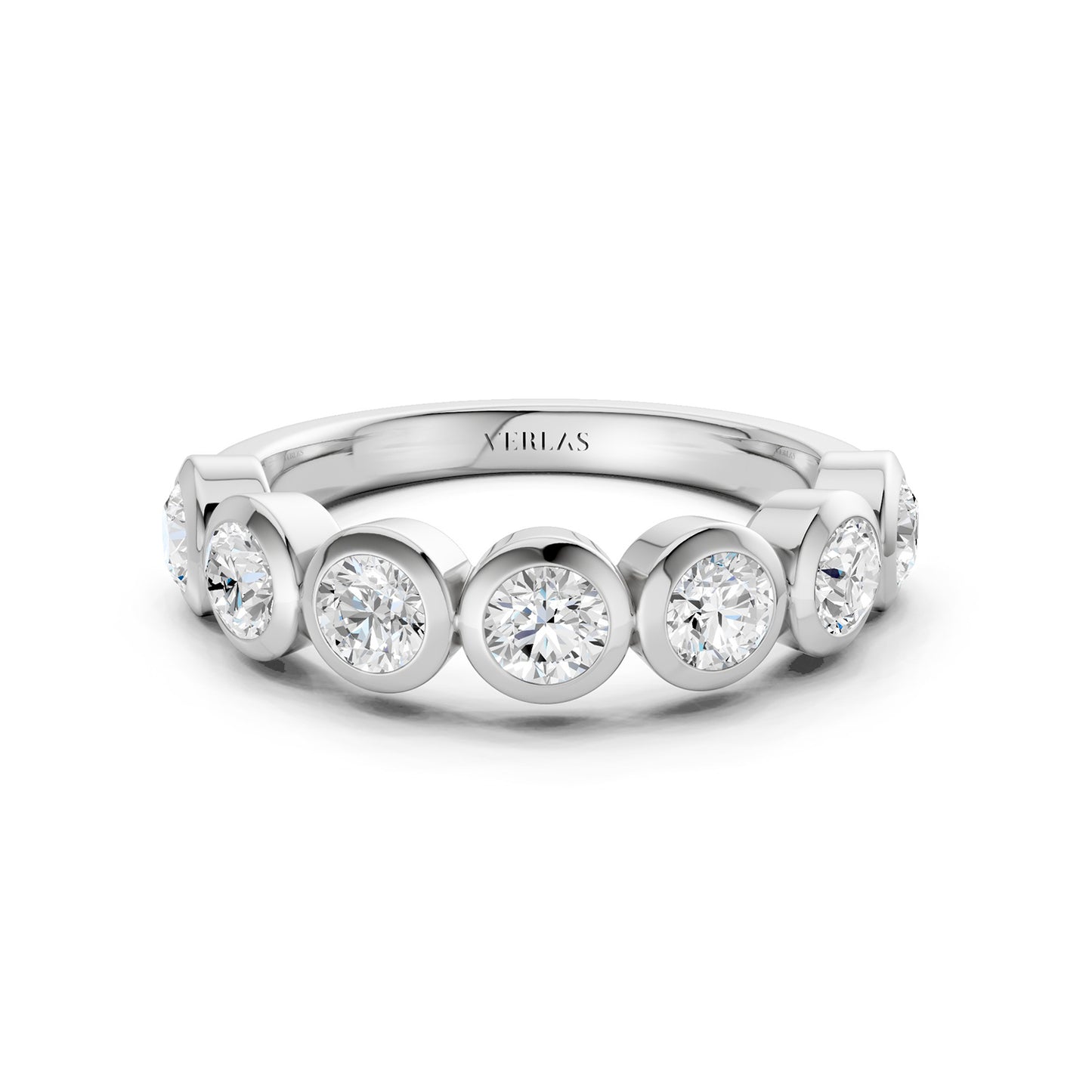 Round Bezel-Set Half-Eternity Diamond Band