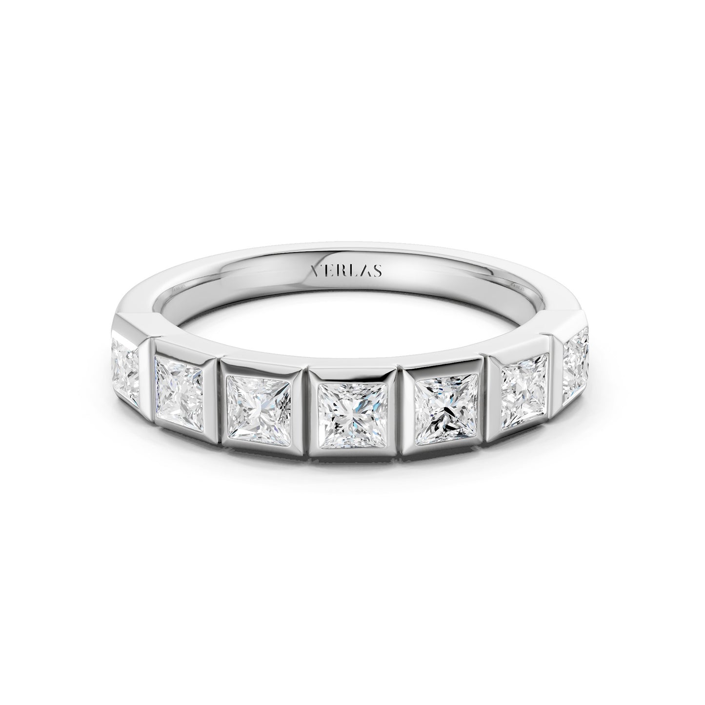 Princess Bezel-Set Half-Eternity Diamond Band