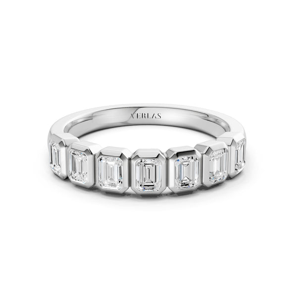Emerald Bezel-Set Half-Eternity Diamond Band