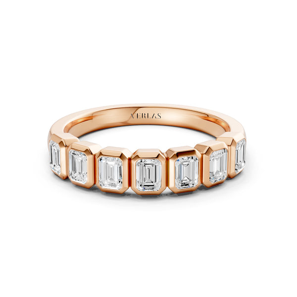 Emerald Bezel-Set Half-Eternity Diamond Band