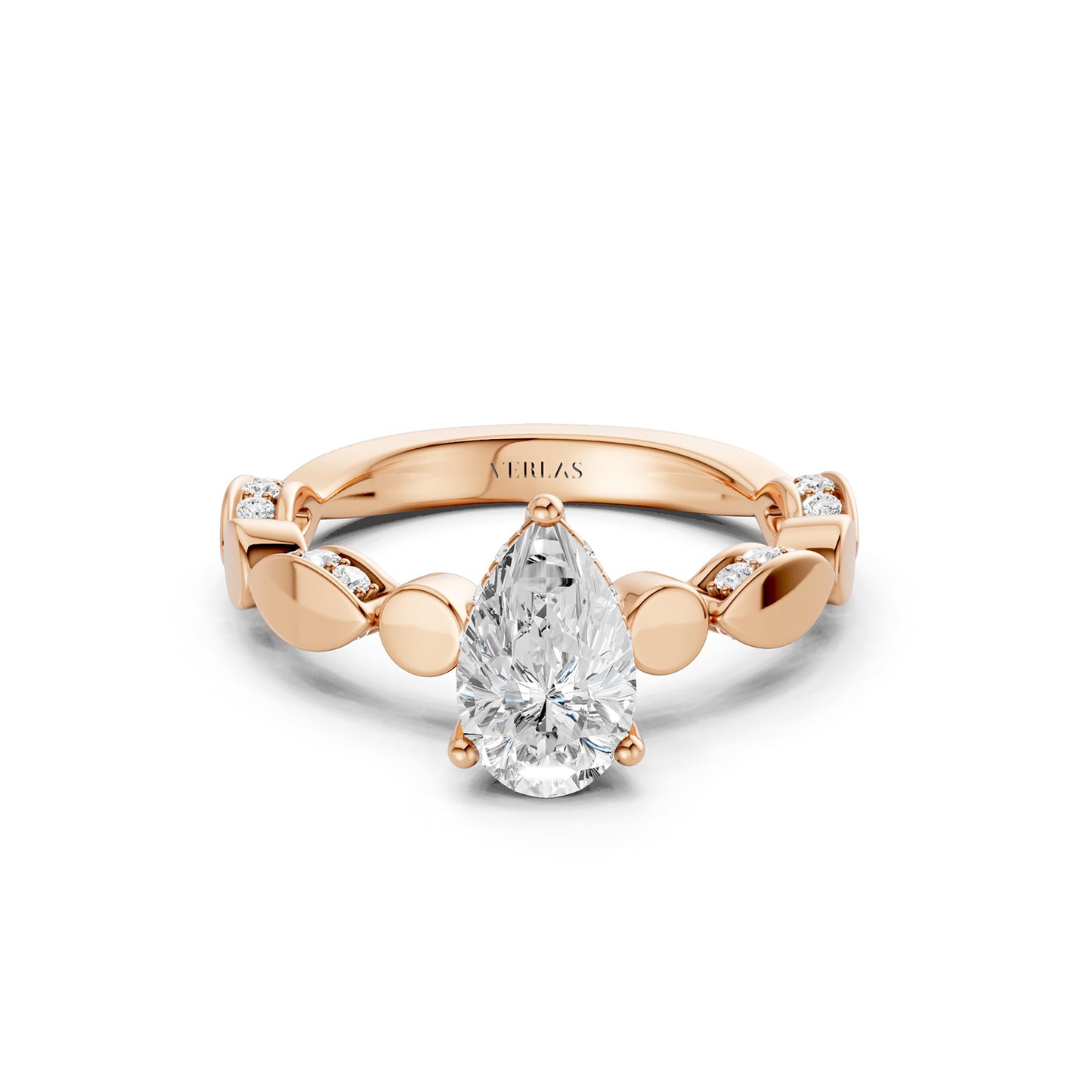 Pear Hidden Halo Accent Diamond Ring
