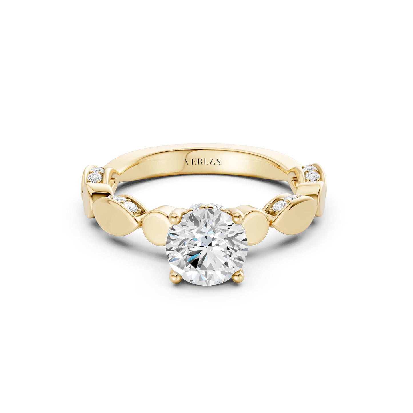 Round Hidden Halo Accent Diamond Ring