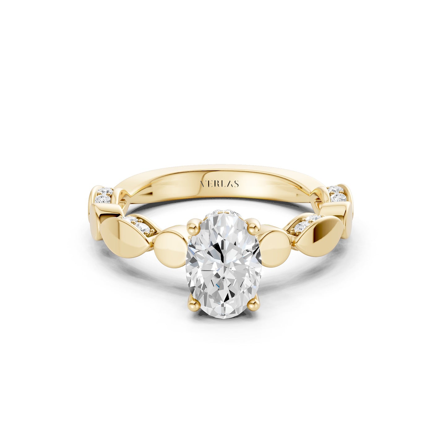 Oval Hidden Halo Accent Diamond Ring
