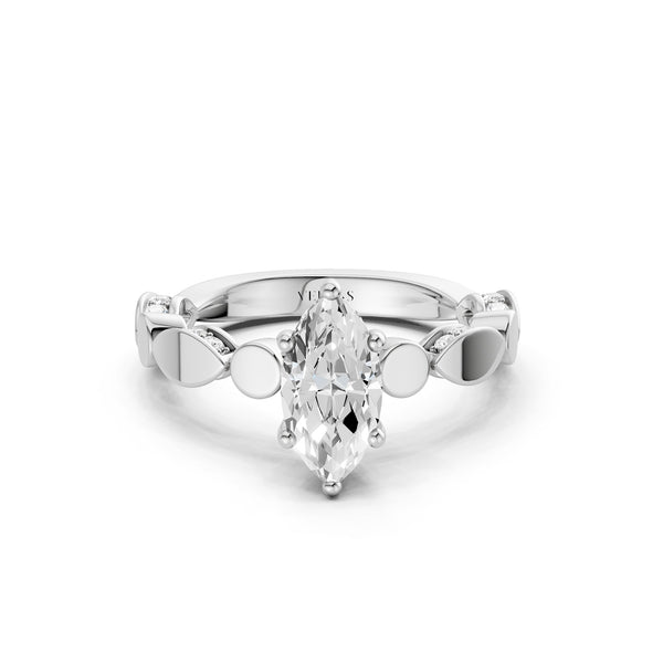 Marquise Hidden Halo Accent Diamond Ring