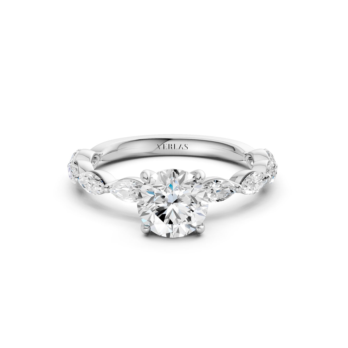Round-Marquise Hidden Halo Diamond Ring