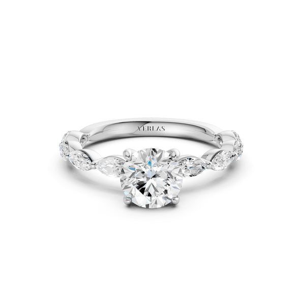 Round-Marquise Hidden Halo Diamond Ring