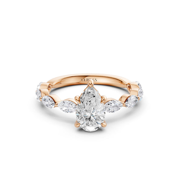 Pear-Marquise Hidden Halo Diamond Ring